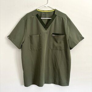 Figs Leon Double Utility Short Sleeve Scrub Top in Moss Green Men’s Size XL